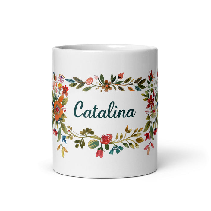 Catalina Exclusive Name Art Piece Home Office Work Coffee Mug Mexican Spanish Pride Gift Cup One-Of-A-Kind Calligraphy White Glossy Mug | C3 Mexicada