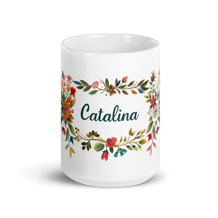 Catalina Exclusive Name Art Piece Home Office Work Coffee Mug Mexican Spanish Pride Gift Cup One-Of-A-Kind Calligraphy White Glossy Mug | C3 Mexicada