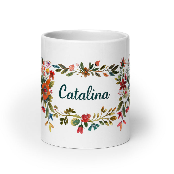 Catalina Exclusive Name Art Piece Home Office Work Coffee Mug Mexican Spanish Pride Gift Cup One-Of-A-Kind Calligraphy White Glossy Mug | C3 Mexicada