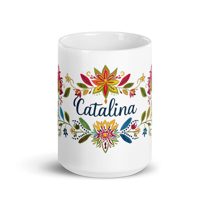 Catalina Exclusive Name Art Piece Home Office Work Coffee Mug Mexican Spanish Pride Gift Cup One-Of-A-Kind Calligraphy White Glossy Mug | C4 Mexicada