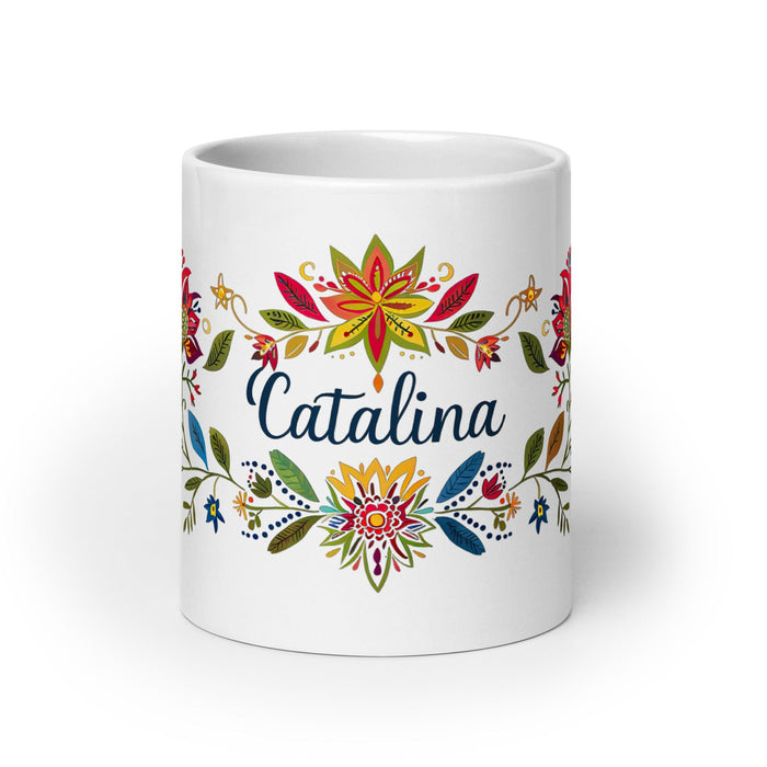 Catalina Exclusive Name Art Piece Home Office Work Coffee Mug Mexican Spanish Pride Gift Cup One-Of-A-Kind Calligraphy White Glossy Mug | C4 Mexicada