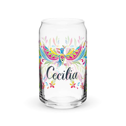 Cecilia Exclusive Name Art Piece Can-Shaped Glass Home Office Work Mexican Spanish Pride Gift Cup One-Of-A-Kind Calligraphy Glass | C8 Mexicada 16 oz