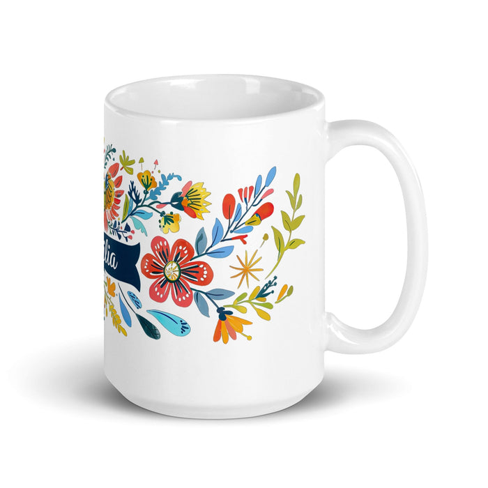 Cecilia Exclusive Name Art Piece Home Office Work Coffee Mug Mexican Spanish Pride Gift Cup One-Of-A-Kind Calligraphy White Glossy Mug | C10 Mexicada 15 oz