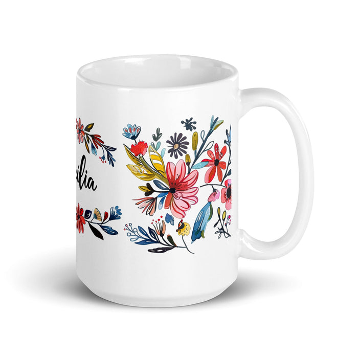 Cecilia Exclusive Name Art Piece Home Office Work Coffee Mug Mexican Spanish Pride Gift Cup One-Of-A-Kind Calligraphy White Glossy Mug | C11 Mexicada 15 oz