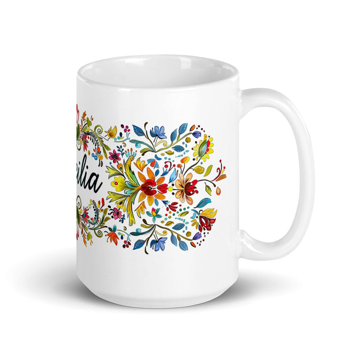 Cecilia Exclusive Name Art Piece Home Office Work Coffee Mug Mexican Spanish Pride Gift Cup One-Of-A-Kind Calligraphy White Glossy Mug | C13 Mexicada 15 oz