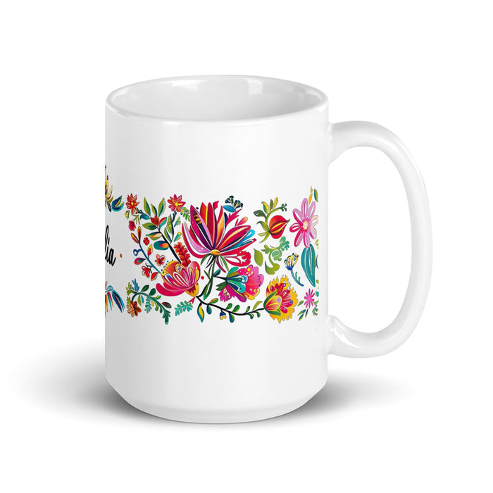 Cecilia Exclusive Name Art Piece Home Office Work Coffee Mug Mexican Spanish Pride Gift Cup One-Of-A-Kind Calligraphy White Glossy Mug | C15 Mexicada 15 oz