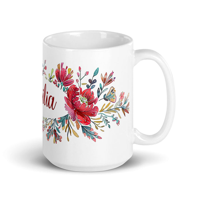 Cecilia Exclusive Name Art Piece Home Office Work Coffee Mug Mexican Spanish Pride Gift Cup One-Of-A-Kind Calligraphy White Glossy Mug | C21 Mexicada 15 oz