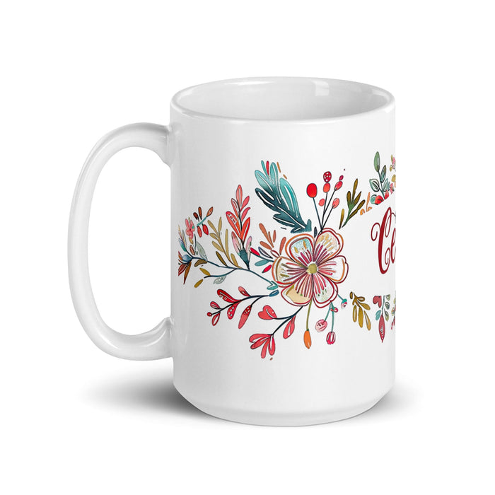 Cecilia Exclusive Name Art Piece Home Office Work Coffee Mug Mexican Spanish Pride Gift Cup One-Of-A-Kind Calligraphy White Glossy Mug | C21 Mexicada