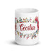 Cecilia Exclusive Name Art Piece Home Office Work Coffee Mug Mexican Spanish Pride Gift Cup One-Of-A-Kind Calligraphy White Glossy Mug | C21 Mexicada