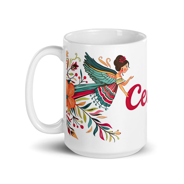 Cecilia Exclusive Name Art Piece Home Office Work Coffee Mug Mexican Spanish Pride Gift Cup One-Of-A-Kind Calligraphy White Glossy Mug | C26 Mexicada