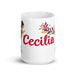 Cecilia Exclusive Name Art Piece Home Office Work Coffee Mug Mexican Spanish Pride Gift Cup One-Of-A-Kind Calligraphy White Glossy Mug | C26 Mexicada