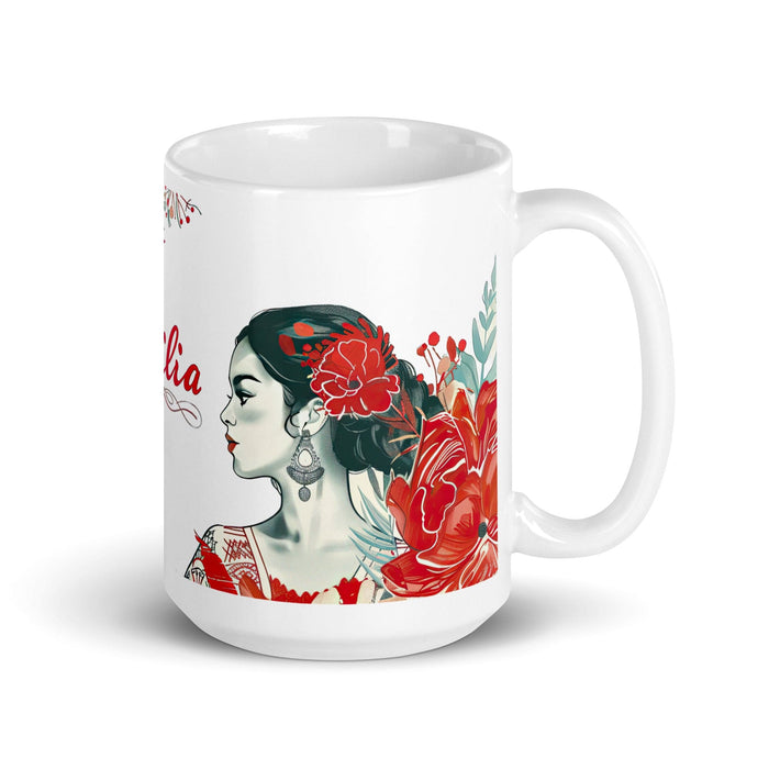 Cecilia Exclusive Name Art Piece Home Office Work Coffee Mug Mexican Spanish Pride Gift Cup One-Of-A-Kind Calligraphy White Glossy Mug | C4 Mexicada 15 oz