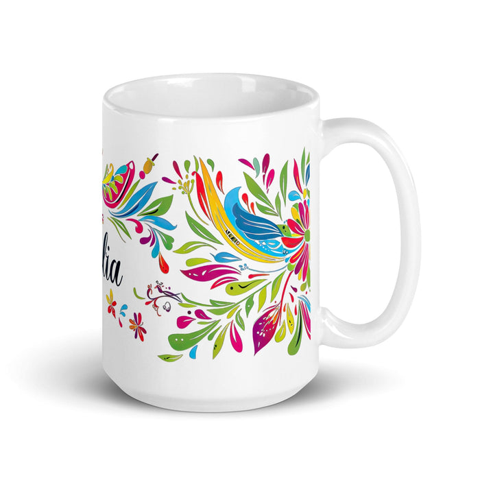 Cecilia Exclusive Name Art Piece Home Office Work Coffee Mug Mexican Spanish Pride Gift Cup One-Of-A-Kind Calligraphy White Glossy Mug | C8 Mexicada 15 oz