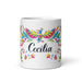 Cecilia Exclusive Name Art Piece Home Office Work Coffee Mug Mexican Spanish Pride Gift Cup One-Of-A-Kind Calligraphy White Glossy Mug | C8 Mexicada