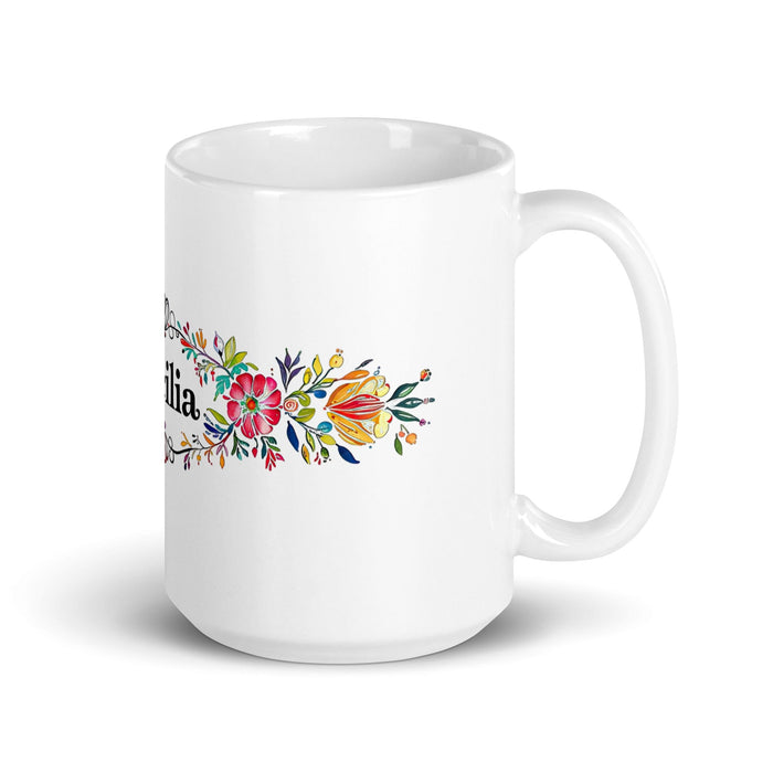 Cecilia Exclusive Name Art Piece Home Office Work Coffee Mug Mexican Spanish Pride Gift Cup One-Of-A-Kind Calligraphy White Glossy Mug | C9 Mexicada 15 oz