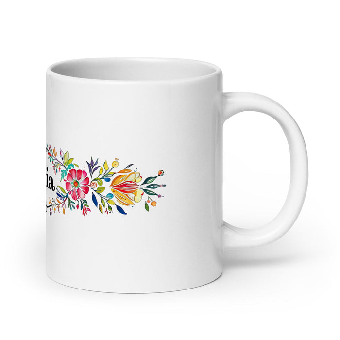 Cecilia Exclusive Name Art Piece Home Office Work Coffee Mug Mexican Spanish Pride Gift Cup One-Of-A-Kind Calligraphy White Glossy Mug | C9 Mexicada 20 oz