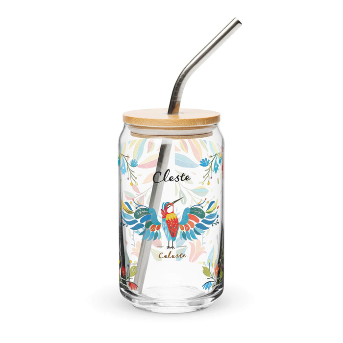 Celeste Exclusive Name Art Piece Can-Shaped Glass Home Office Work Mexican Spanish Pride Gift Cup One-Of-A-Kind Calligraphy Glass | C22 Mexicada 16 oz With Lid & Straw