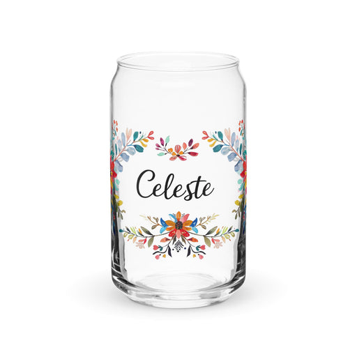 Celeste Exclusive Name Art Piece Can-Shaped Glass Home Office Work Mexican Spanish Pride Gift Cup One-Of-A-Kind Calligraphy Glass | C23 Mexicada 16 oz