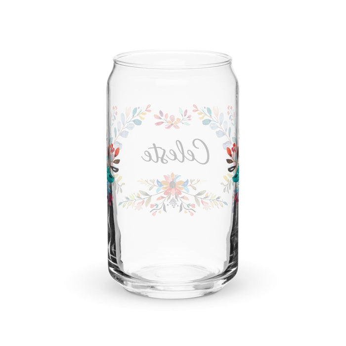 Celeste Exclusive Name Art Piece Can-Shaped Glass Home Office Work Mexican Spanish Pride Gift Cup One-Of-A-Kind Calligraphy Glass | C23 Mexicada