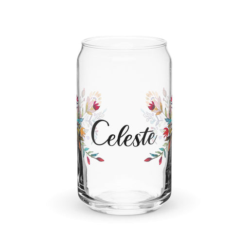 Celeste Exclusive Name Art Piece Can-Shaped Glass Home Office Work Mexican Spanish Pride Gift Cup One-Of-A-Kind Calligraphy Glass | C5 Mexicada 16 oz (No Lid No Straw)