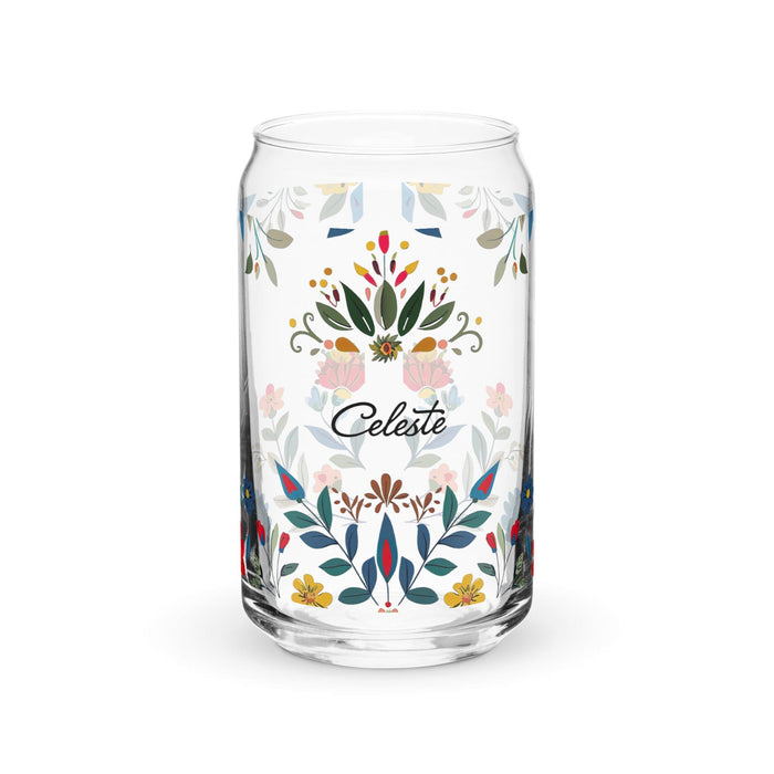 Celeste Exclusive Name Art Piece Can-Shaped Glass Home Office Work Mexican Spanish Pride Gift Cup One-Of-A-Kind Calligraphy Glass | C9 Mexicada 16 oz (No Lid No Straw)