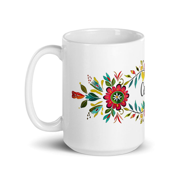 Celeste Exclusive Name Art Piece Home Office Work Coffee Mug Mexican Spanish Pride Gift Cup One-Of-A-Kind Calligraphy White Glossy Mug | C11 Mexicada