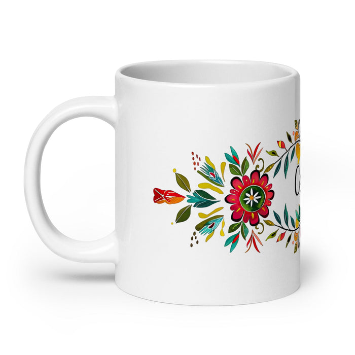 Celeste Exclusive Name Art Piece Home Office Work Coffee Mug Mexican Spanish Pride Gift Cup One-Of-A-Kind Calligraphy White Glossy Mug | C11 Mexicada