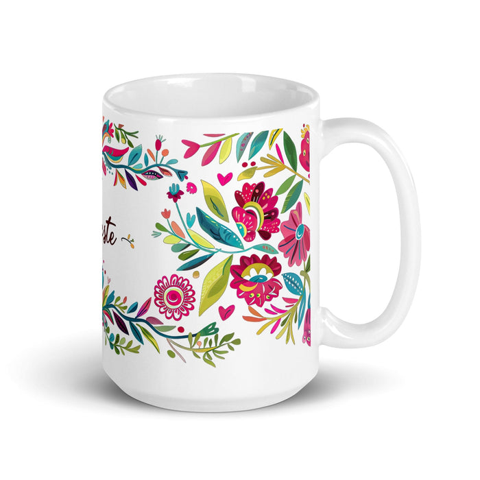 Celeste Exclusive Name Art Piece Home Office Work Coffee Mug Mexican Spanish Pride Gift Cup One-Of-A-Kind Calligraphy White Glossy Mug | C12 Mexicada 15 oz