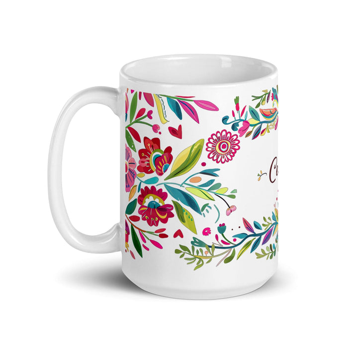 Celeste Exclusive Name Art Piece Home Office Work Coffee Mug Mexican Spanish Pride Gift Cup One-Of-A-Kind Calligraphy White Glossy Mug | C12 Mexicada