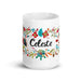 Celeste Exclusive Name Art Piece Home Office Work Coffee Mug Mexican Spanish Pride Gift Cup One-Of-A-Kind Calligraphy White Glossy Mug | C15 Mexicada