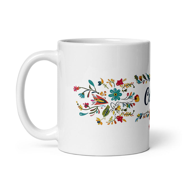 Celeste Exclusive Name Art Piece Home Office Work Coffee Mug Mexican Spanish Pride Gift Cup One-Of-A-Kind Calligraphy White Glossy Mug | C17 Mexicada