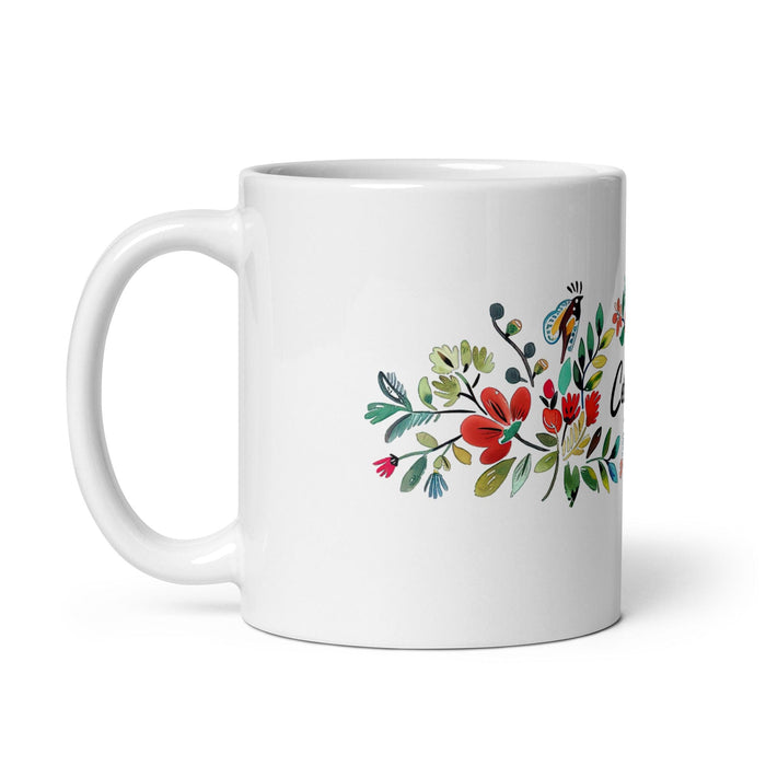 Celeste Exclusive Name Art Piece Home Office Work Coffee Mug Mexican Spanish Pride Gift Cup One-Of-A-Kind Calligraphy White Glossy Mug | C18 Mexicada