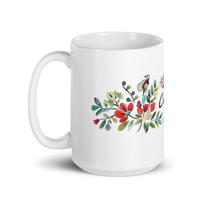 Celeste Exclusive Name Art Piece Home Office Work Coffee Mug Mexican Spanish Pride Gift Cup One-Of-A-Kind Calligraphy White Glossy Mug | C18 Mexicada