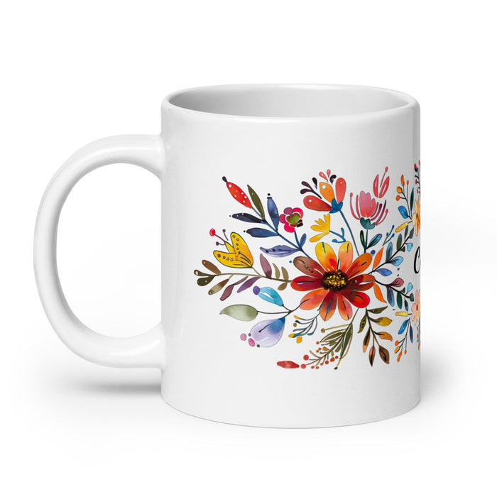 Celeste Exclusive Name Art Piece Home Office Work Coffee Mug Mexican Spanish Pride Gift Cup One-Of-A-Kind Calligraphy White Glossy Mug | C2 Mexicada