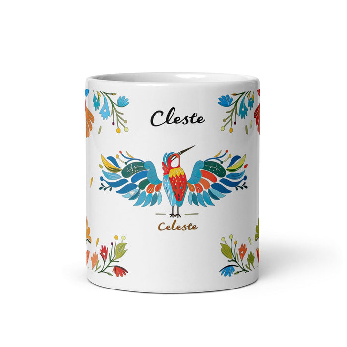 Celeste Exclusive Name Art Piece Home Office Work Coffee Mug Mexican Spanish Pride Gift Cup One-Of-A-Kind Calligraphy White Glossy Mug | C22 Mexicada