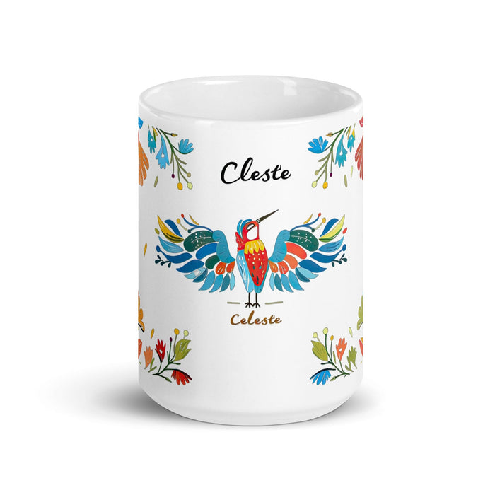 Celeste Exclusive Name Art Piece Home Office Work Coffee Mug Mexican Spanish Pride Gift Cup One-Of-A-Kind Calligraphy White Glossy Mug | C22 Mexicada