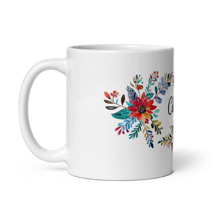 Celeste Exclusive Name Art Piece Home Office Work Coffee Mug Mexican Spanish Pride Gift Cup One-Of-A-Kind Calligraphy White Glossy Mug | C23 Mexicada