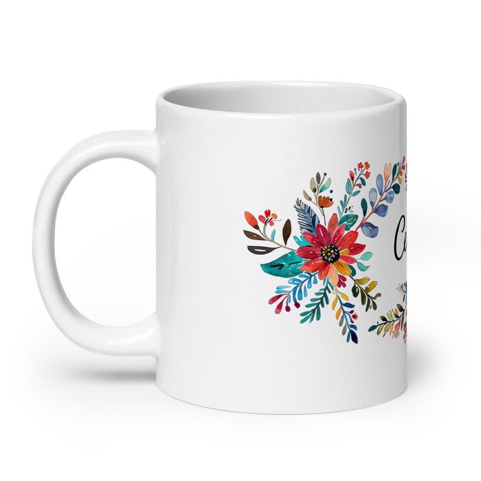 Celeste Exclusive Name Art Piece Home Office Work Coffee Mug Mexican Spanish Pride Gift Cup One-Of-A-Kind Calligraphy White Glossy Mug | C23 Mexicada