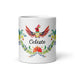 Celeste Exclusive Name Art Piece Home Office Work Coffee Mug Mexican Spanish Pride Gift Cup One-Of-A-Kind Calligraphy White Glossy Mug | C3 Mexicada