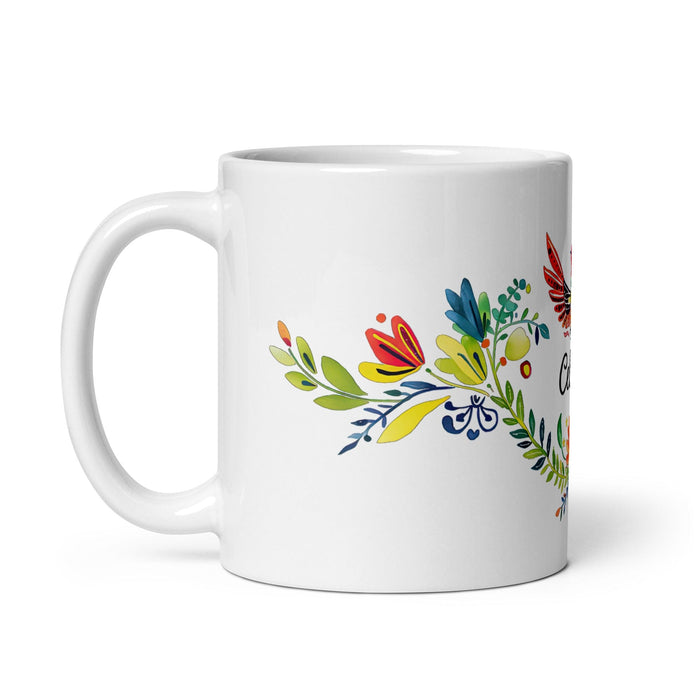 Celeste Exclusive Name Art Piece Home Office Work Coffee Mug Mexican Spanish Pride Gift Cup One-Of-A-Kind Calligraphy White Glossy Mug | C3 Mexicada