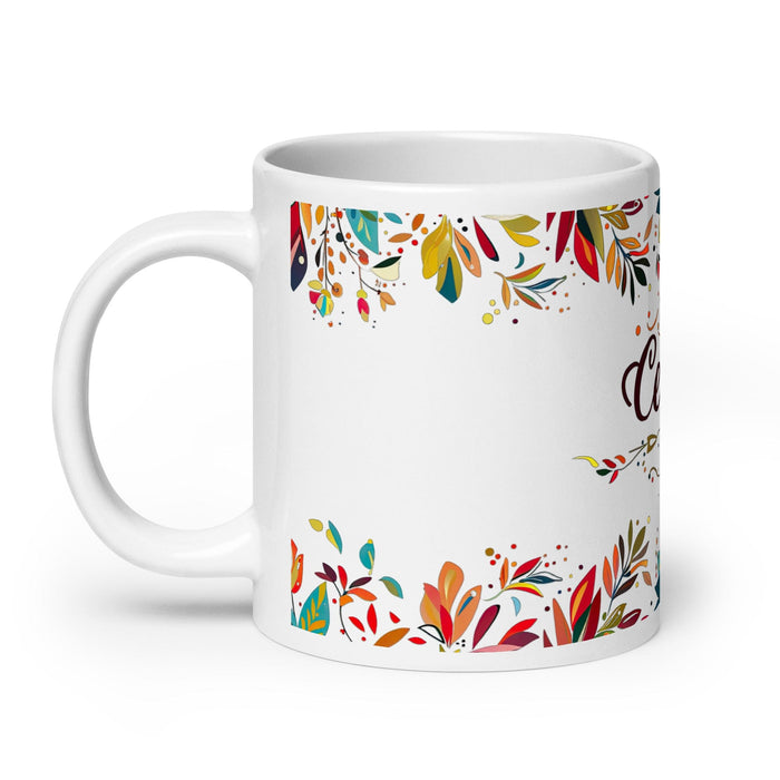 Celeste Exclusive Name Art Piece Home Office Work Coffee Mug Mexican Spanish Pride Gift Cup One-Of-A-Kind Calligraphy White Glossy Mug | C4 Mexicada