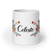 Celeste Exclusive Name Art Piece Home Office Work Coffee Mug Mexican Spanish Pride Gift Cup One-Of-A-Kind Calligraphy White Glossy Mug | C5 Mexicada