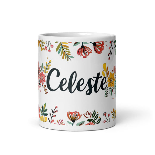 Celeste Exclusive Name Art Piece Home Office Work Coffee Mug Mexican Spanish Pride Gift Cup One-Of-A-Kind Calligraphy White Glossy Mug | C6 Mexicada