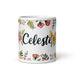 Celeste Exclusive Name Art Piece Home Office Work Coffee Mug Mexican Spanish Pride Gift Cup One-Of-A-Kind Calligraphy White Glossy Mug | C6 Mexicada