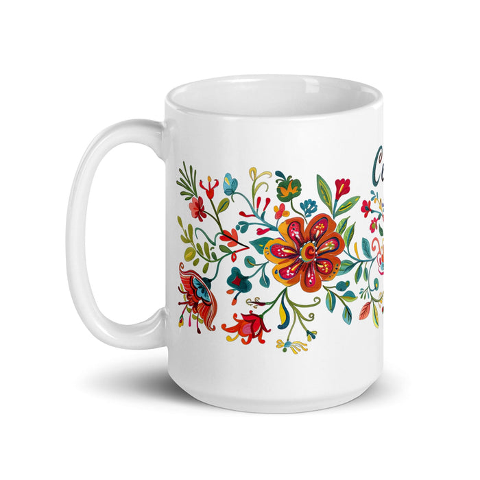 Celeste Exclusive Name Art Piece Home Office Work Coffee Mug Mexican Spanish Pride Gift Cup One-Of-A-Kind Calligraphy White Glossy Mug | C8 Mexicada