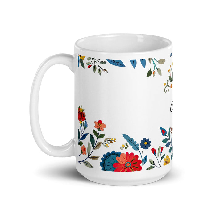 Celeste Exclusive Name Art Piece Home Office Work Coffee Mug Mexican Spanish Pride Gift Cup One-Of-A-Kind Calligraphy White Glossy Mug | C9 Mexicada