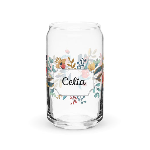 Celia Exclusive Name Art Piece Can-Shaped Glass Home Office Work Mexican Spanish Pride Gift Cup One-Of-A-Kind Calligraphy Glass | C8 Mexicada 16 oz (No Lid No Straw)