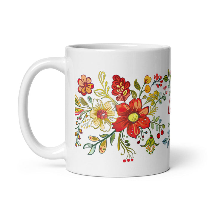 Celia Exclusive Name Art Piece Home Office Work Coffee Mug Mexican Spanish Pride Gift Cup One-Of-A-Kind Calligraphy White Glossy Mug | C11 Mexicada