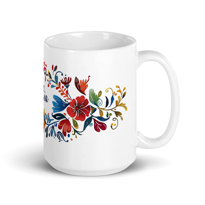 Celia Exclusive Name Art Piece Home Office Work Coffee Mug Mexican Spanish Pride Gift Cup One-Of-A-Kind Calligraphy White Glossy Mug | C16 Mexicada 15 oz