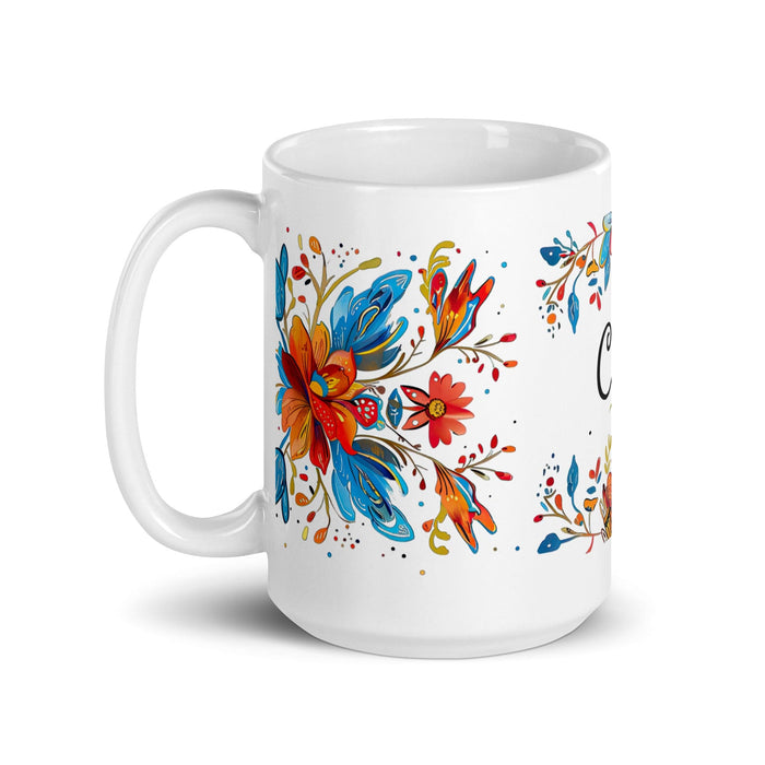 Celia Exclusive Name Art Piece Home Office Work Coffee Mug Mexican Spanish Pride Gift Cup One-Of-A-Kind Calligraphy White Glossy Mug | C18 Mexicada